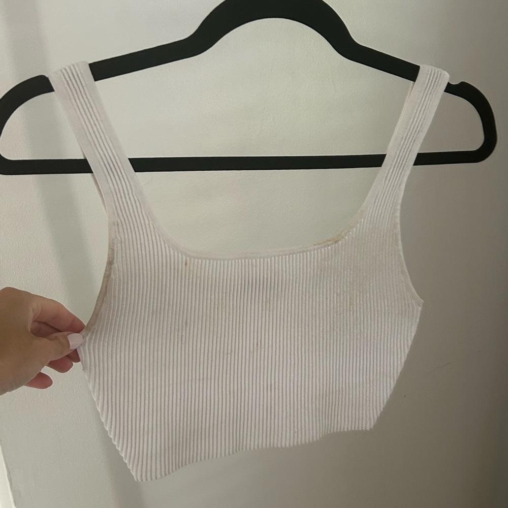 Babaton Ivory Ribbed Tank Top